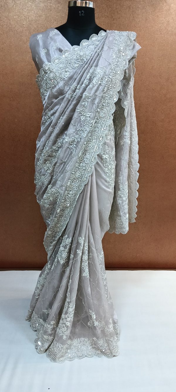 Label T2 Designer Saree with Hand Embroidery - Image 6