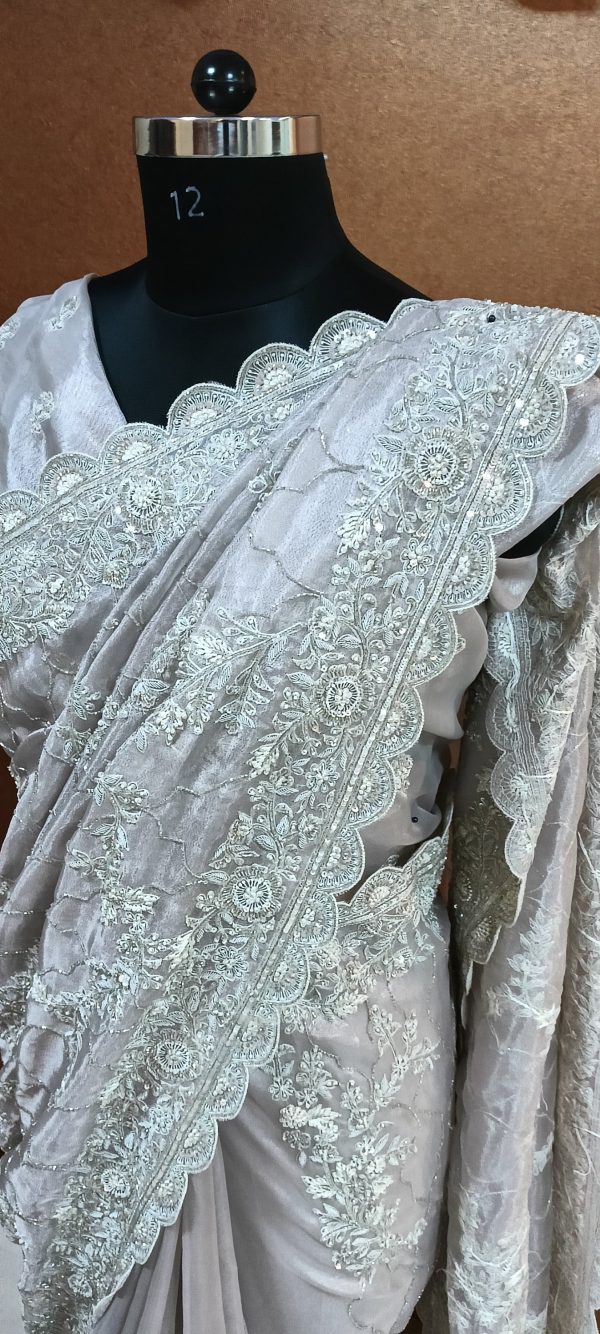Label T2 Designer Saree with Hand Embroidery - Image 5