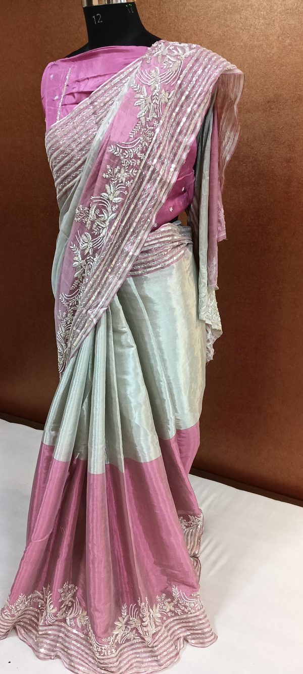 Label T2 Designer Saree with Hand Embroidery - Image 3