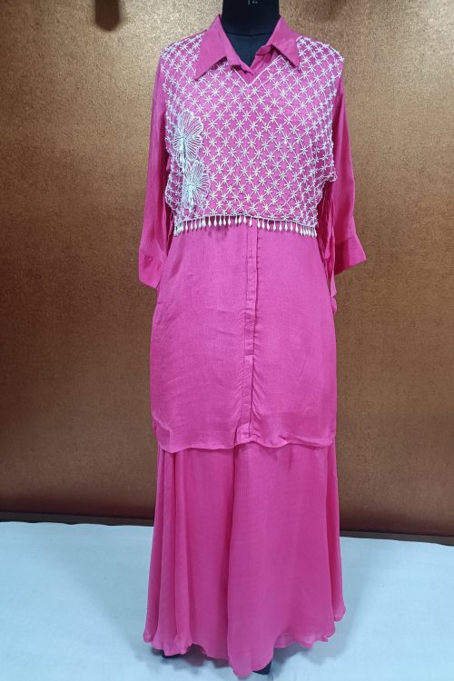 Label T2 Designer Co-ord Set with Jacket with full handwork