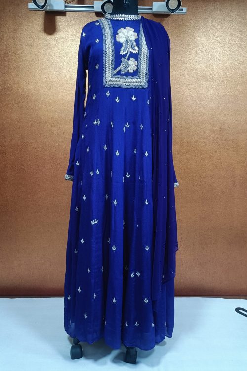 Label T2 Designer Upper Kali Gown with chiffon Dupatta