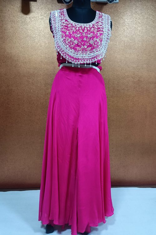 Label T2 Designer false Yoke Blouse with Plazo Hand Embroidery