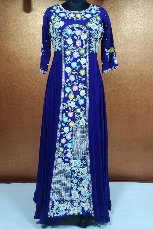 Exclusive Label T2 Designer Purple Gown with full handwork