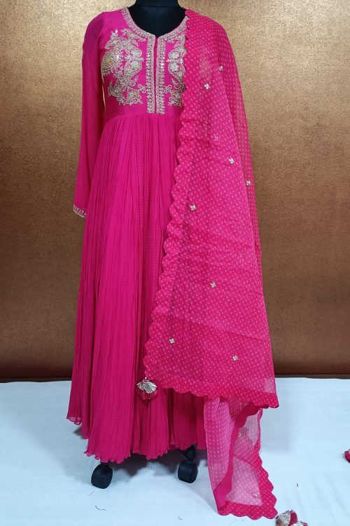 Label T2 Designer Crush Gown with Printed Dupatta and Bottom with full hand embroidery