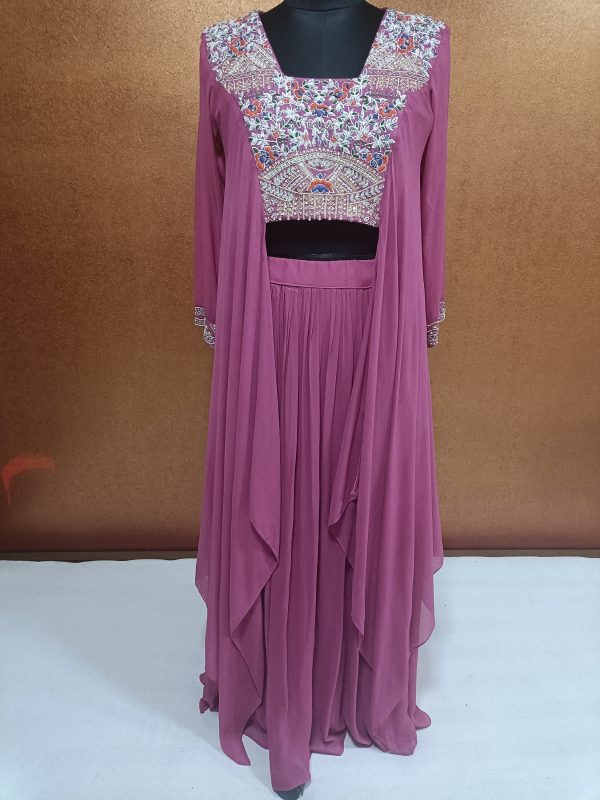 Exclusive Label T2 Designer Indo Western Hanky Cut with Full hand embroidery - Image 2
