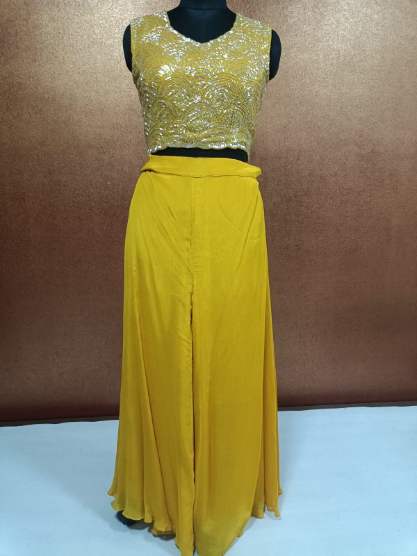 Label T2 Designer Jacket,  Crop Top with Plazo - Image 2