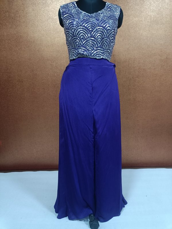 Label T2 Designer Jacket Crop Top with Plazo - Image 3