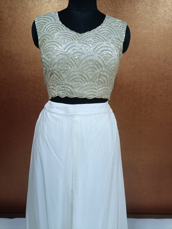 Label T2 Designer Jacket Crop Top with Plazo - Image 3