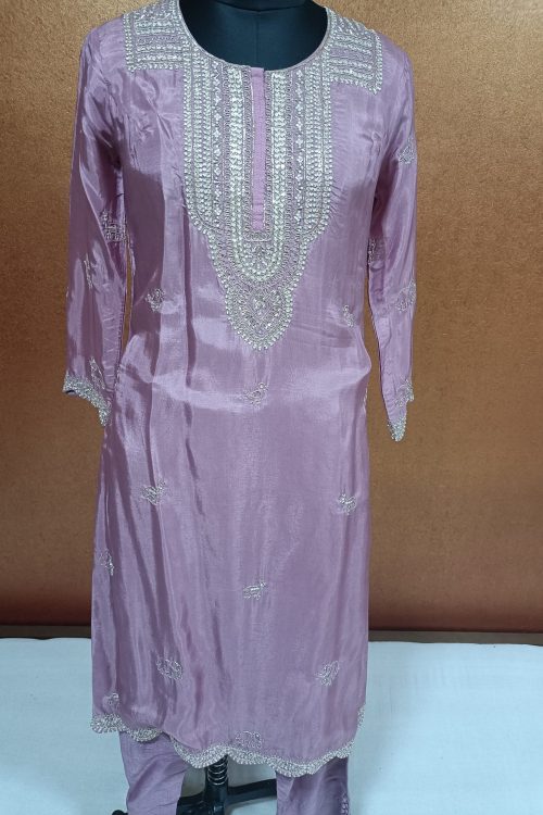 Label T2 Designer Kurti With Pant & Dupatta: Full hand embroidery,Dabka