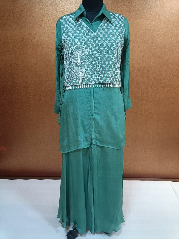 Label T2 Designer Co-ord Set with Jacket with full Handwork