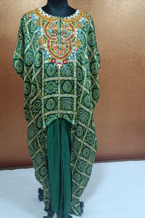 Label T2 Designer kaftan with Dhoti… Hand resham embroidery