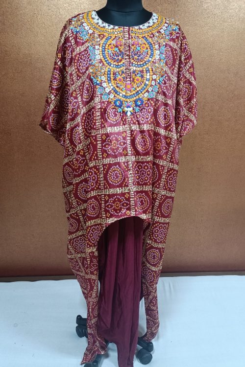 Label T2 Designer kaftan with Dhoti… Hand resham embroidery