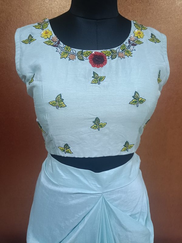 Label T2 Designer Jacket Bustair with Skirt: FULL HAND Resham Embroidery - Image 5