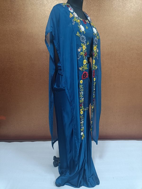 Label T2 Designer Jacket Bustair with Skirt: FULL HAND Resham Embroidery - Image 2