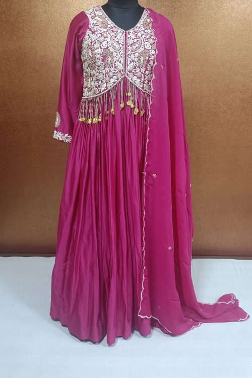 Label T2 Designer Gown With Hand Embroidery