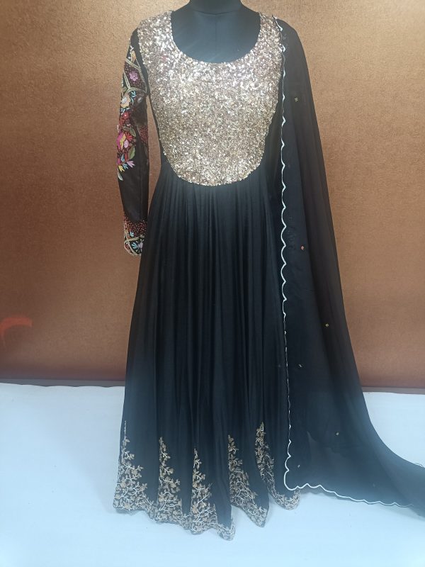 Exclusive Label T2 Designer Anarkali Gown with Dupatta. FULL Hand Embroidery