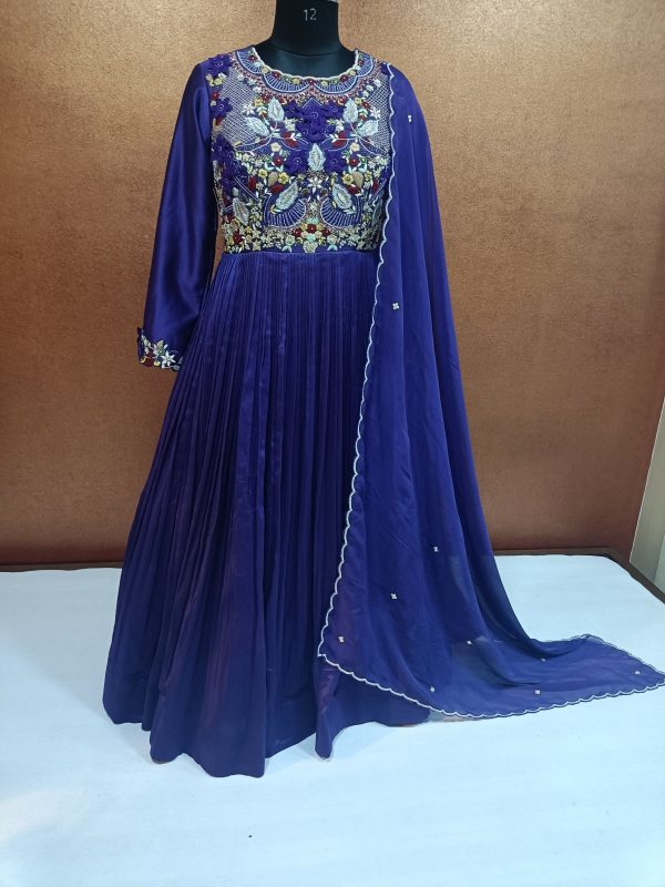 Exclusive Label T2 Designer Crush Gown With Dupatta FULL HAND Embroidery