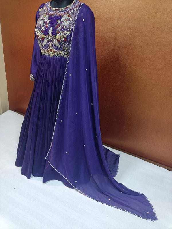 Exclusive Label T2 Designer Crush Gown With Dupatta FULL HAND Embroidery - Image 2