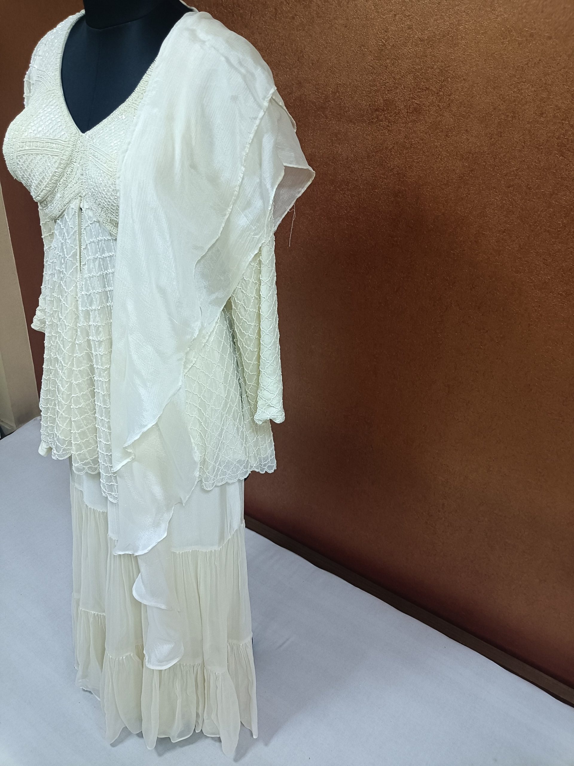 Label T2 Designer Peplum, Double layer Sharara with Ruffle Dupatta Heavy Hand Embroidery - Image 3