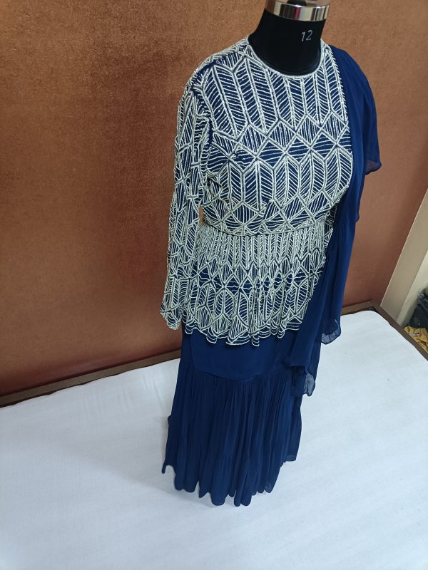 Exclusive Label T2 Designer Peplum Double layer Sharara with Ruffle Dupatta - Image 2