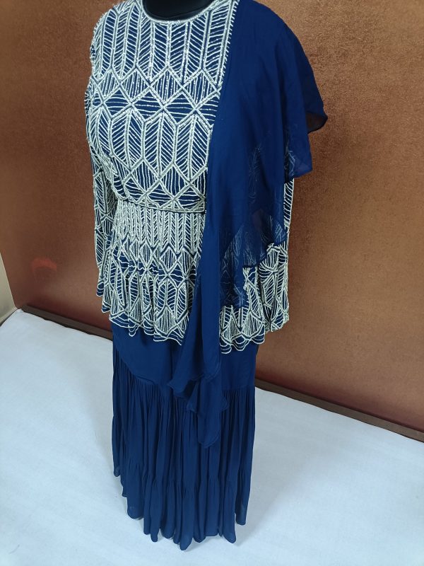 Exclusive Label T2 Designer Peplum Double layer Sharara with Ruffle Dupatta - Image 3