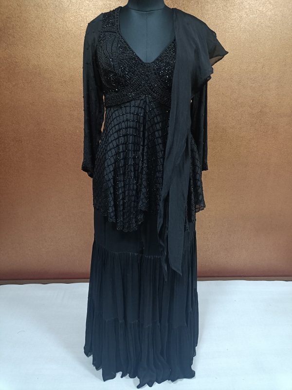 Label T2 Designer Peplum Double layer Sharara with Ruffle Dupatta 
Full Hand Embroidery