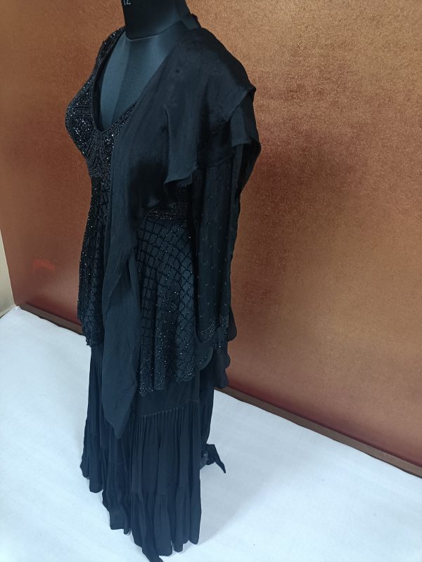 Label T2 Designer Peplum Double layer Sharara with Ruffle Dupatta 
Full Hand Embroidery - Image 2