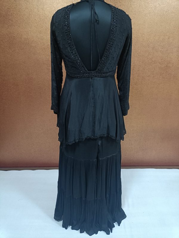 Label T2 Designer Peplum Double layer Sharara with Ruffle Dupatta 
Full Hand Embroidery - Image 4
