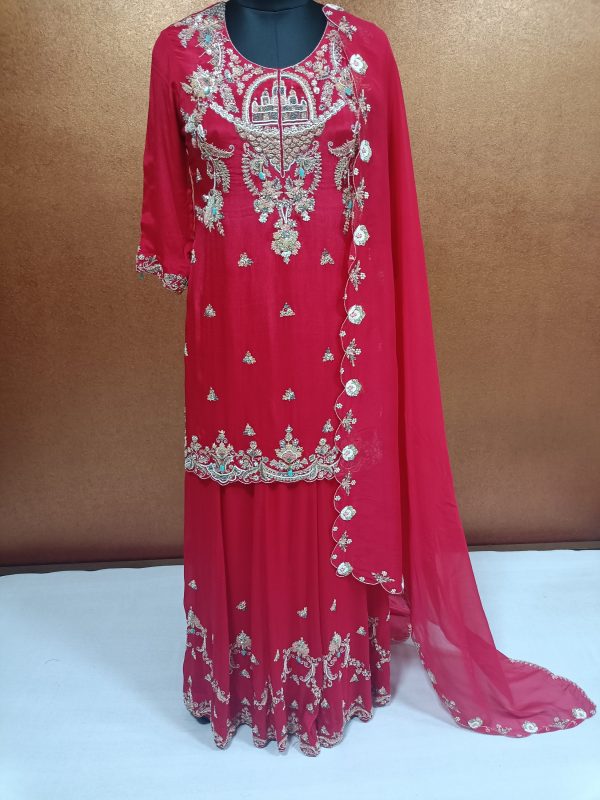 Label T2 Designer Kurti Garara with Dupatta. Full Heavy Hand Embroidery