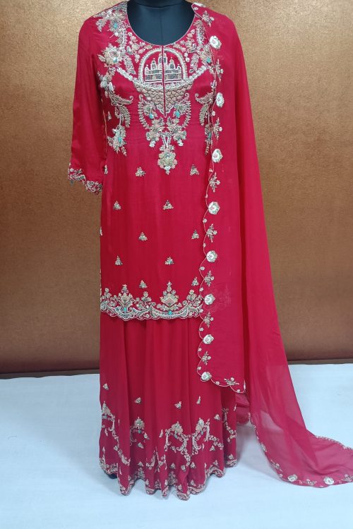 Label T2 Designer Kurti Garara with Dupatta. Full Heavy Hand Embroidery