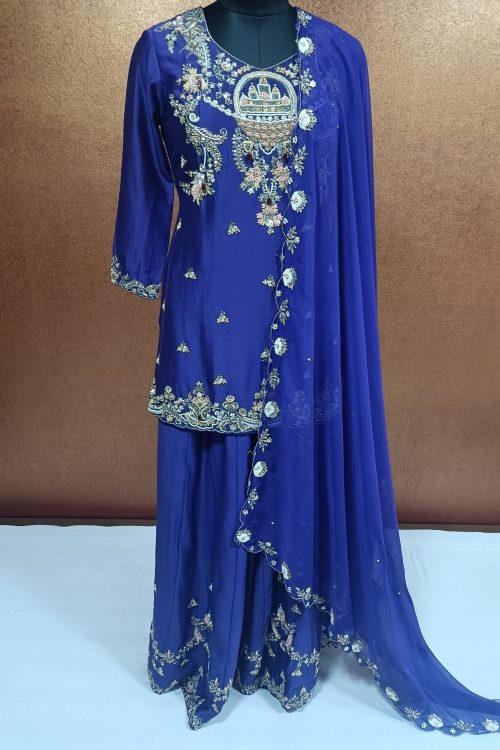 Label T2 Designer Kurti Garara with Dupatta. Full Heavy Hand Embroidery