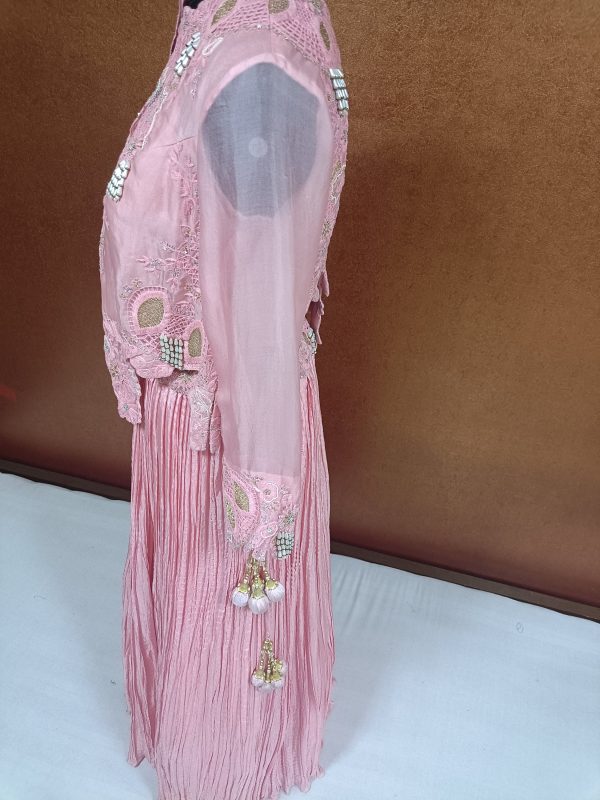 Label T2 Designer Western short Jacket Bustair with Crush Lehenga - Image 2