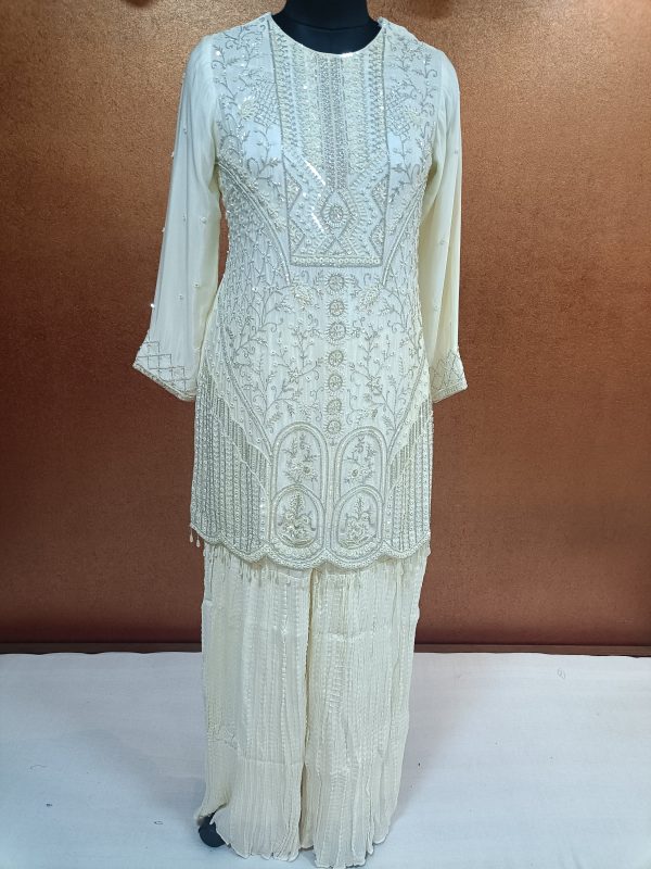 Label T2 Designer Kurti Sharara Dupatta. Full Hand Embroidery - Image 4