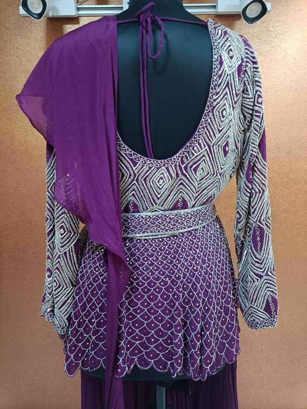 Label T2 Designer Peplum Double layer Sharara with Ruffle Dupatta: Heavy Hand Embroidery - Image 4