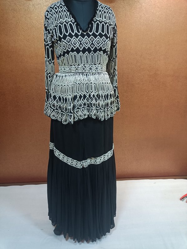 Label T2 Designer Peplum Double layer Sharara, Waist Belt