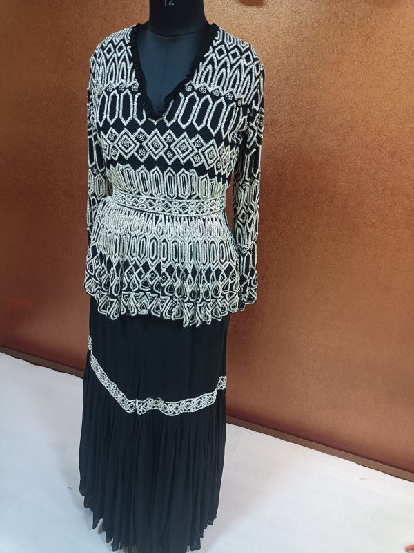 Label T2 Designer Peplum Double layer Sharara, Waist Belt - Image 3