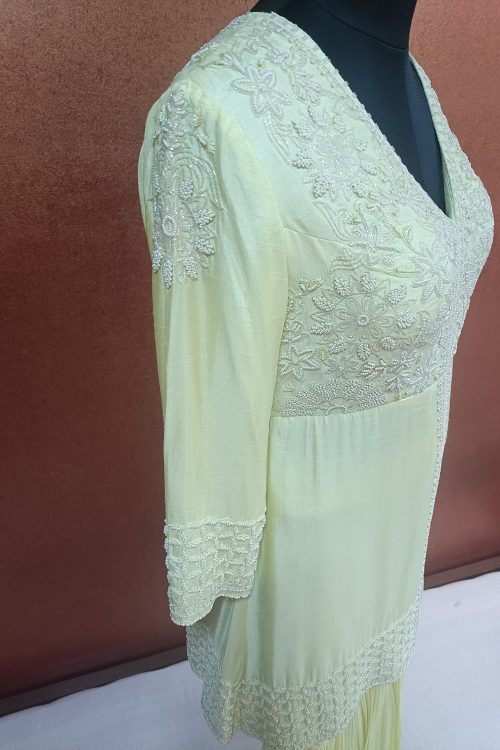 Label T2 Designer Peplum with Double layer Sharara: Hand Embroidery