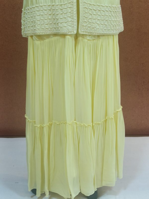 Label T2 Designer Peplum with Double layer Sharara: Hand Embroidery - Image 3