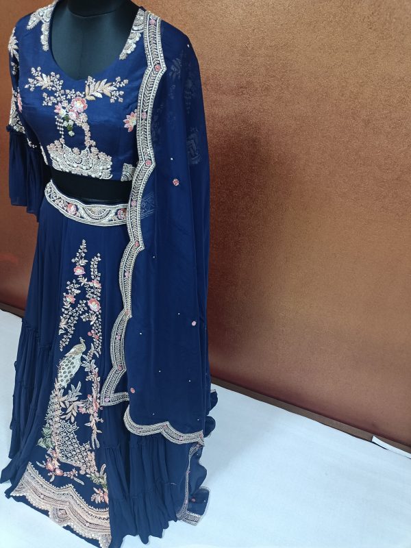 Label T2 Designer Central Panel Lehenga with Dupatta with Heavy Hand Embroidery - Image 2