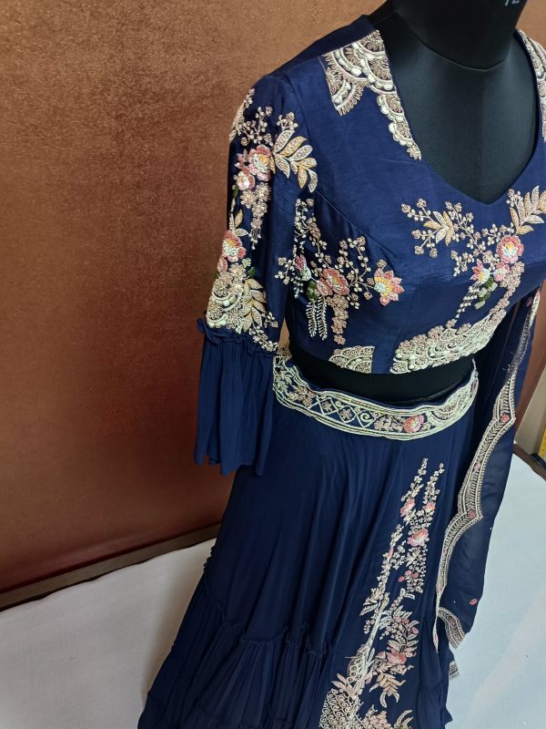 Label T2 Designer Central Panel Lehenga with Dupatta with Heavy Hand Embroidery - Image 3