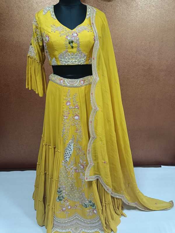 Exclusive Label T2 Designer Central Panel Lehenga with Blouse &Dupatta: Heavy Hand Embroidery