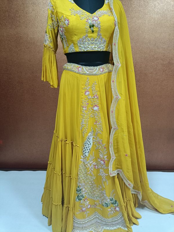 Exclusive Label T2 Designer Central Panel Lehenga with Blouse &Dupatta: Heavy Hand Embroidery - Image 3