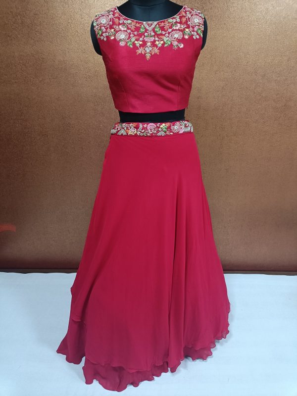 Label T2 Designer Lehenga Bustair with Cape - Image 4