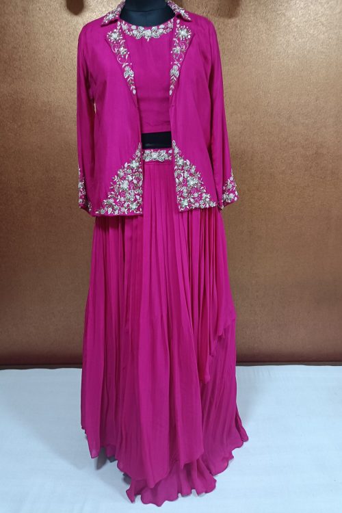 Label T2 Designer Jacket Crop Top with Skirt