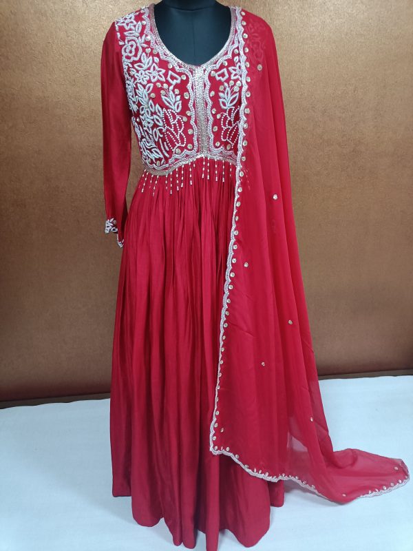 Label T2 Designer Nayra Cut Gown With Dupatta: FULL HAND Zardozi Work