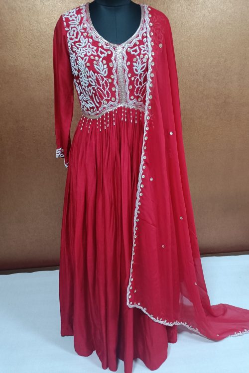 Label T2 Designer Nayra Cut Gown With Dupatta: FULL HAND Zardozi Work