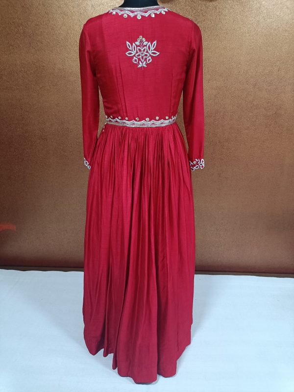 Label T2 Designer Nayra Cut Gown With Dupatta: FULL HAND Zardozi Work - Image 4