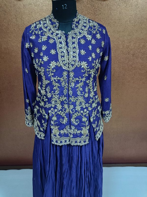 Label T2 Designer Short Jacket with Crush Lehenga - Image 3