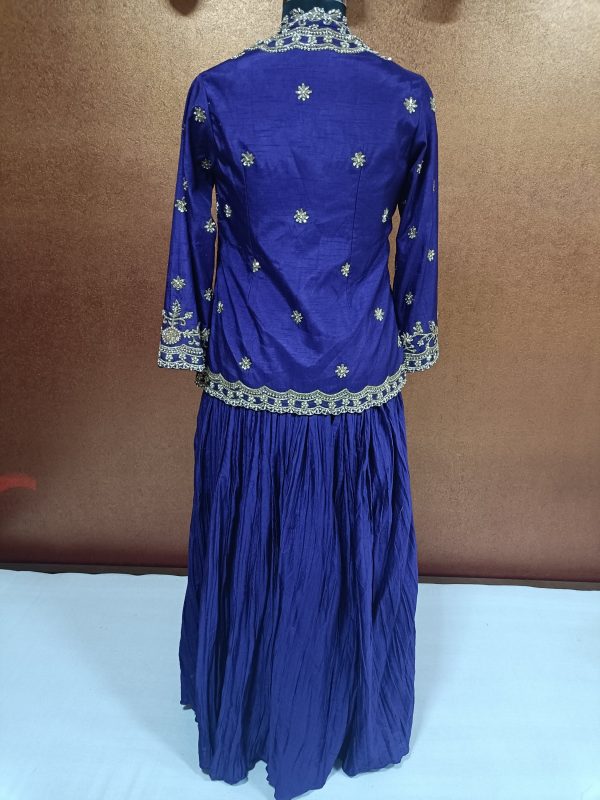 Label T2 Designer Short Jacket with Crush Lehenga - Image 4