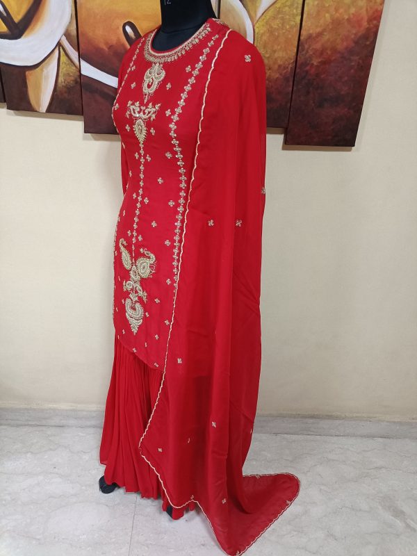 Kurti Sharara with Dupatta.  Hand Embroidery - Image 2